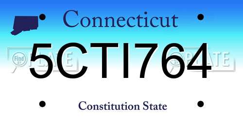 5CTI764 Connecticut License Plate