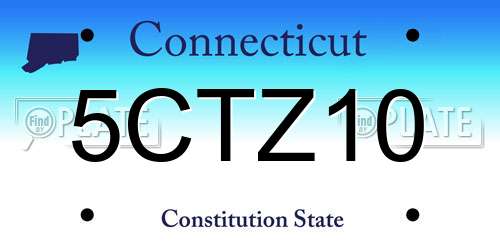 5CTZ10 Connecticut License Plate