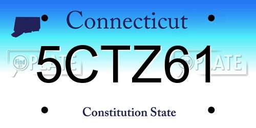 5CTZ61 Connecticut License Plate