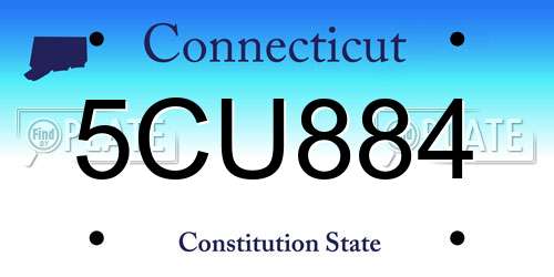 5CU884 Connecticut License Plate