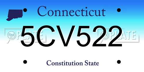 5CV522 Connecticut License Plate