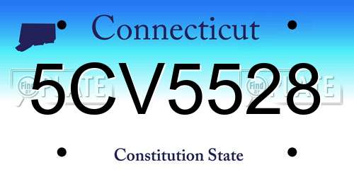 5CV5528 Connecticut License Plate