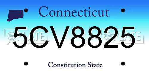 5CV8825 Connecticut License Plate