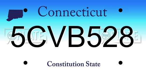 5CVB528 Connecticut License Plate