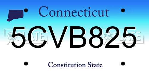5CVB825 Connecticut License Plate