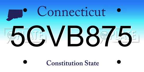 5CVB875 Connecticut License Plate