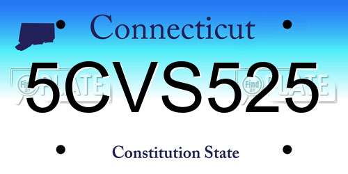 5CVS525 Connecticut License Plate