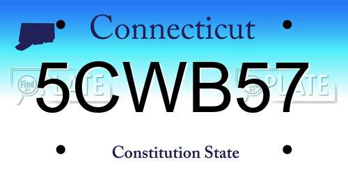 5CWB57 Connecticut License Plate