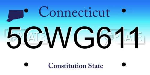 5CWG611 Connecticut License Plate