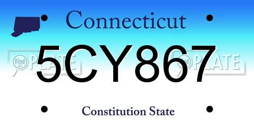 5CY867 Connecticut License Plate