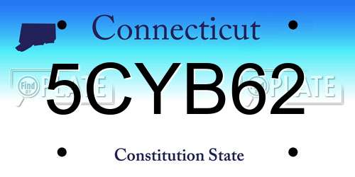 5CYB62 Connecticut License Plate