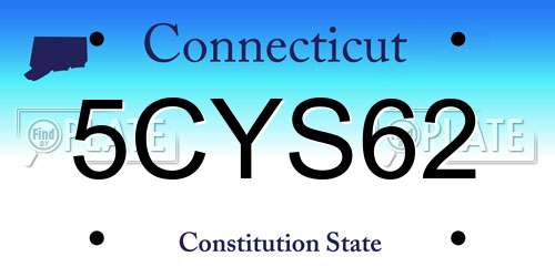 5CYS62 Connecticut License Plate