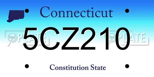 5CZ210 Connecticut License Plate
