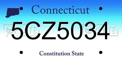 5CZ5034 Connecticut License Plate