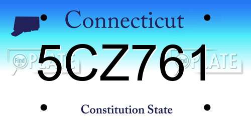 5CZ761 Connecticut License Plate