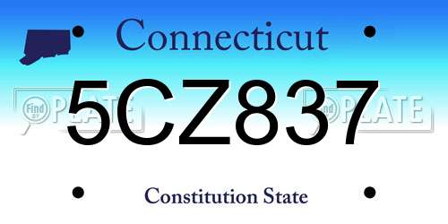 5CZ837 Connecticut License Plate