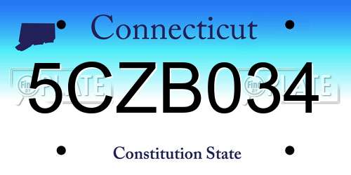 5CZB034 Connecticut License Plate