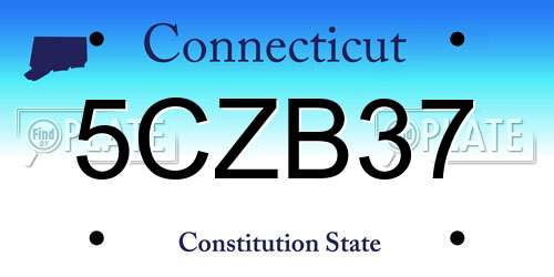 5CZB37 Connecticut License Plate