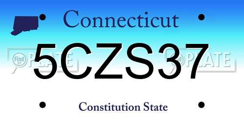 5CZS37 Connecticut License Plate