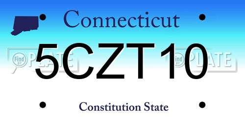 5CZT10 Connecticut License Plate