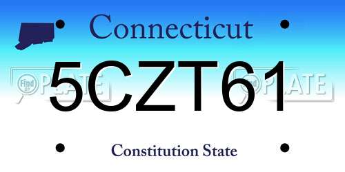 5CZT61 Connecticut License Plate