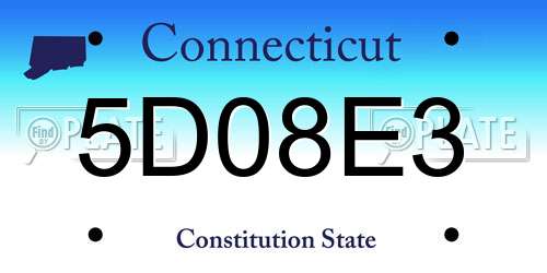 5D08E3 Connecticut License Plate