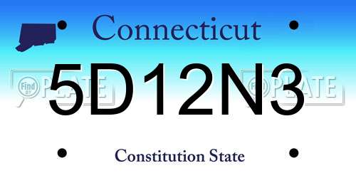 5D12N3 Connecticut License Plate