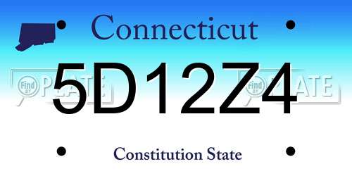 5D12Z4 Connecticut License Plate