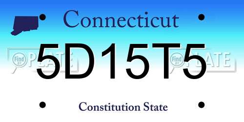 5D15T5 Connecticut License Plate
