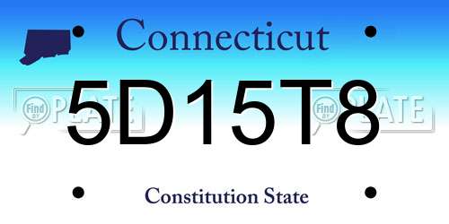 5D15T8 Connecticut License Plate