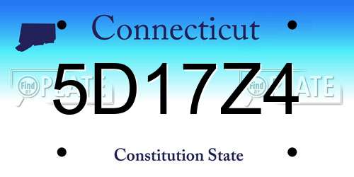 5D17Z4 Connecticut License Plate