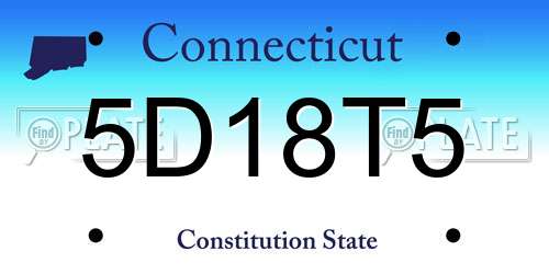 5D18T5 Connecticut License Plate