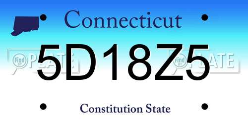 5D18Z5 Connecticut License Plate