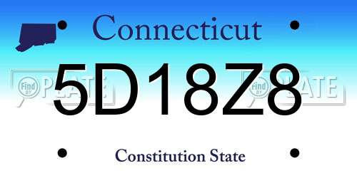5D18Z8 Connecticut License Plate