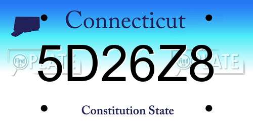 5D26Z8 Connecticut License Plate