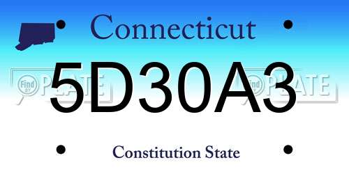 5D30A3 Connecticut License Plate