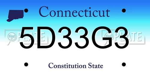 5D33G3 Connecticut License Plate