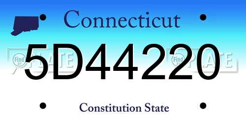 5D44220 Connecticut License Plate