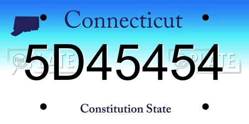 5D45454 Connecticut License Plate