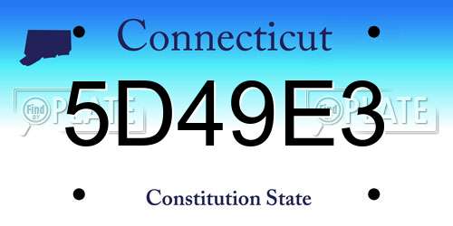 5D49E3 Connecticut License Plate