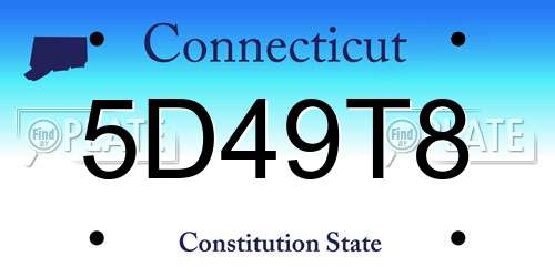 5D49T8 Connecticut License Plate