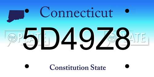 5D49Z8 Connecticut License Plate