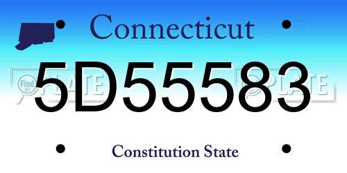 5D55583 Connecticut License Plate