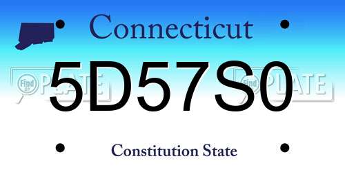 5D57S0 Connecticut License Plate