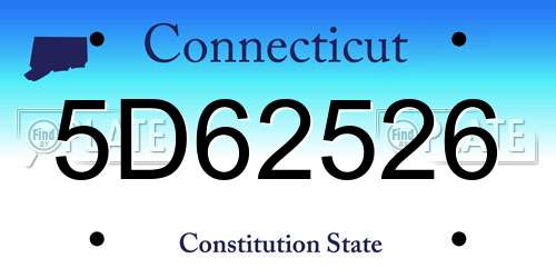 5D62526 Connecticut License Plate