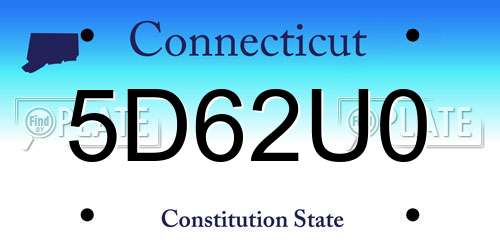 5D62U0 Connecticut License Plate
