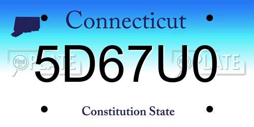 5D67U0 Connecticut License Plate