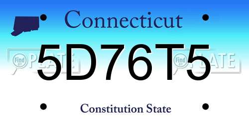 5D76T5 Connecticut License Plate