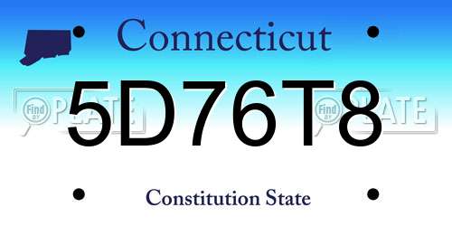 5D76T8 Connecticut License Plate