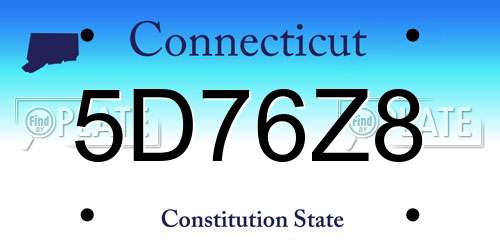 5D76Z8 Connecticut License Plate